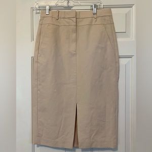 Ann Taylor cream colored pencil skirt with slit